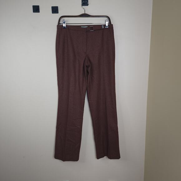 Vintage J. Crew Mid-rise Wide Leg Trousers in Brown Herringbone Print Size 6 - Picture 1 of 9